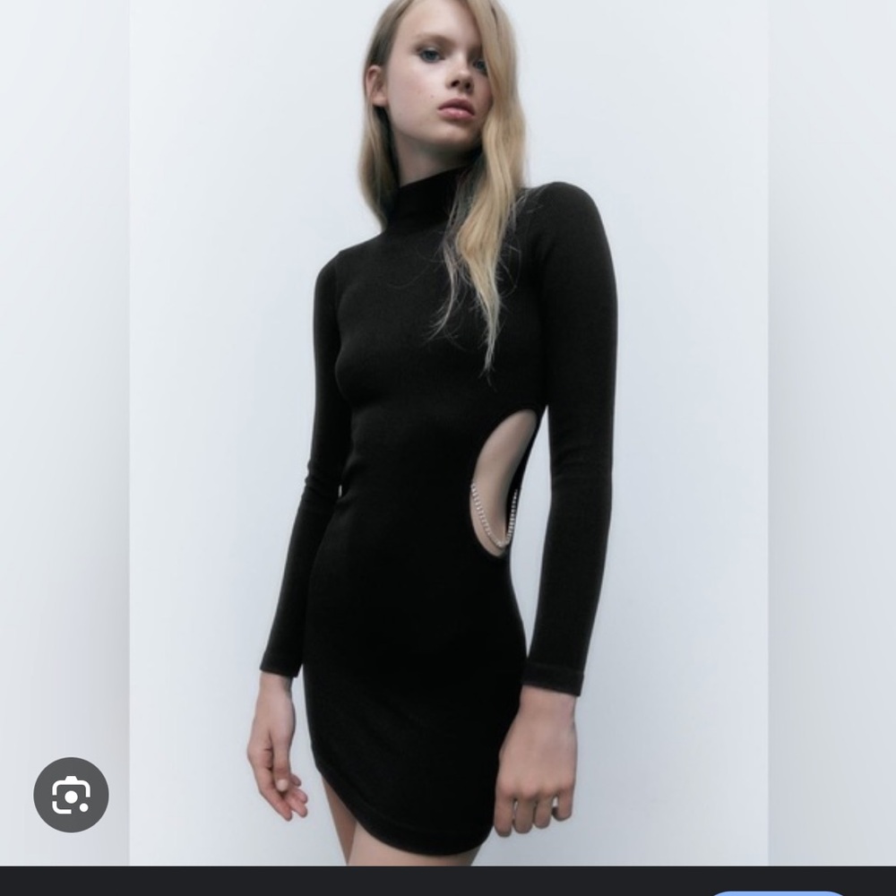 Zara Elegant Black Cut-Out Dress